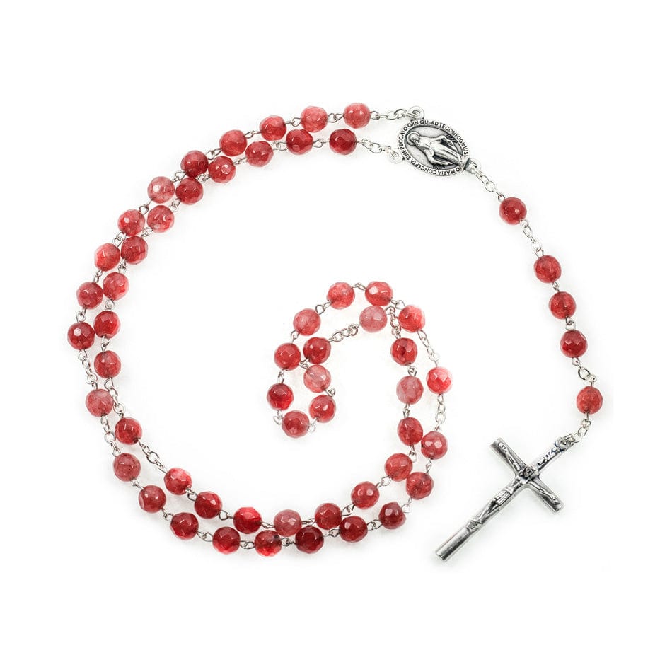 The buy Red Striped Agate Rosary