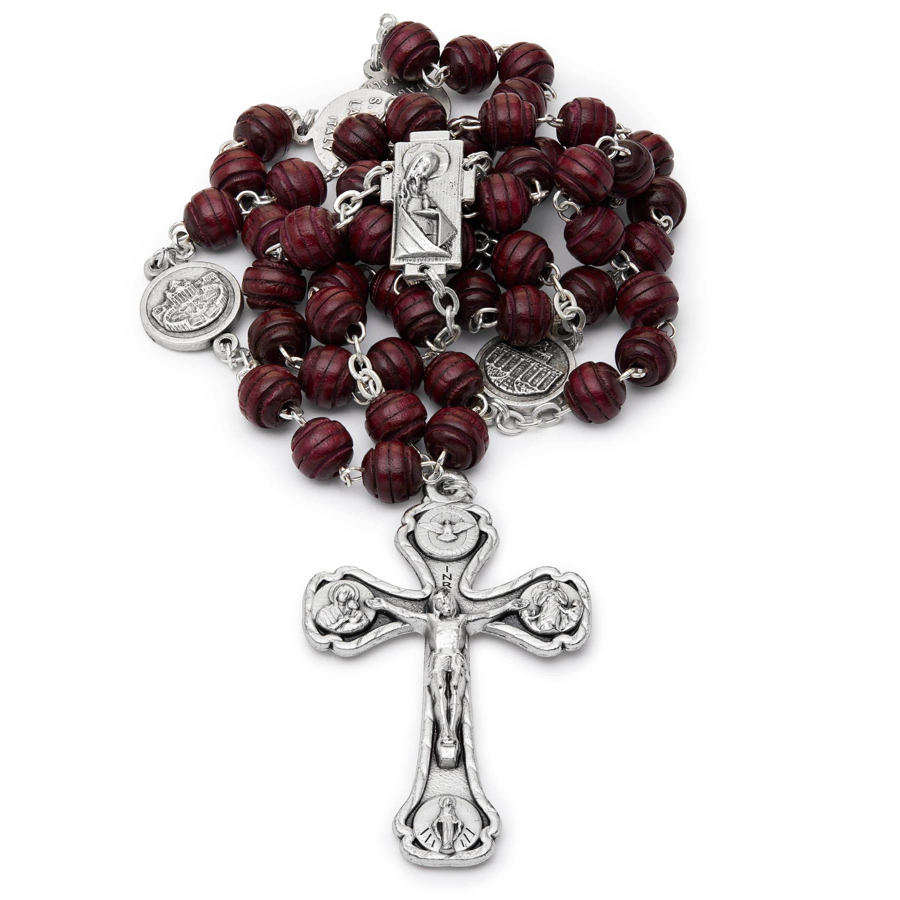 Round Wooden Rosary Beads with the Four Basilicas | MONDO CATTOLICO