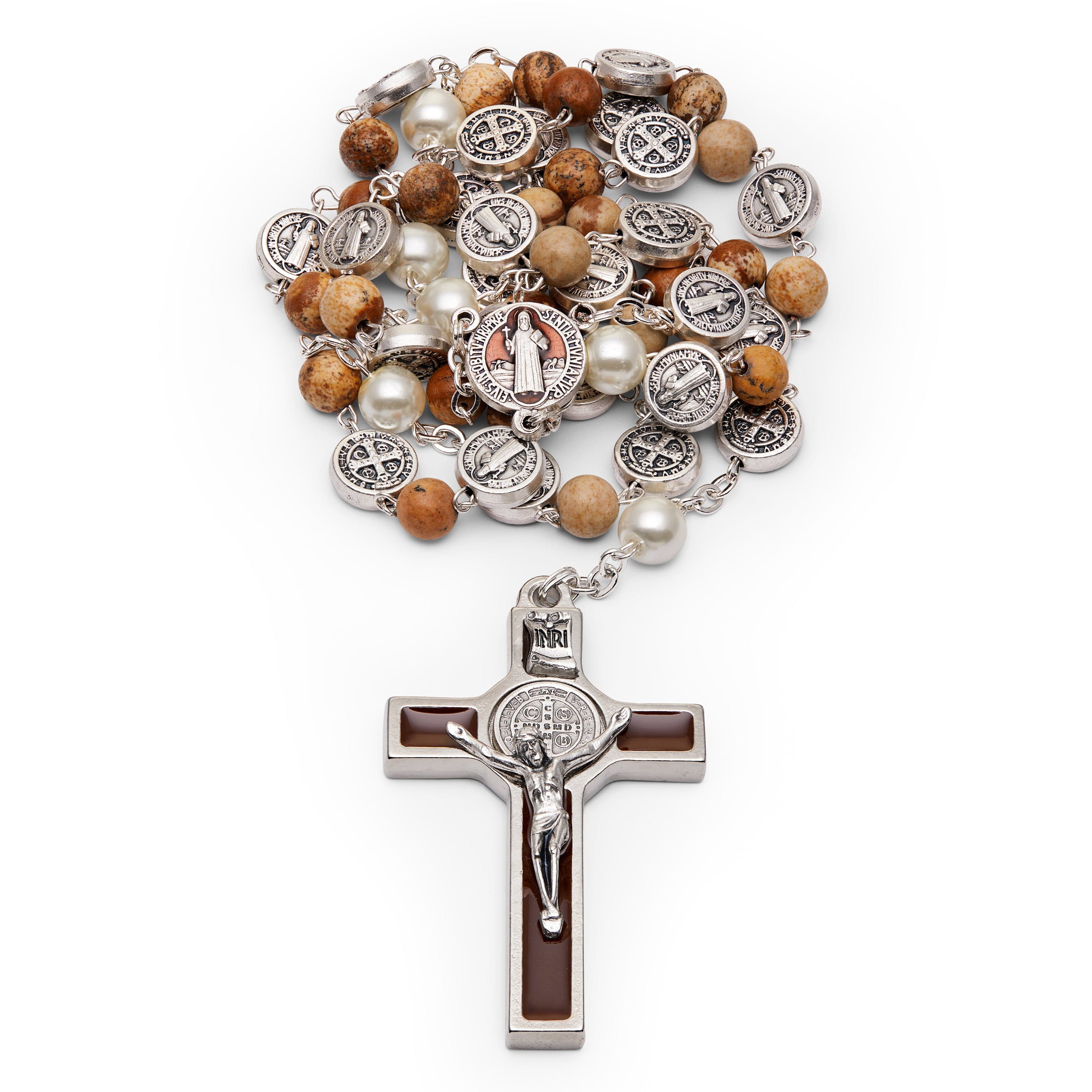 Saint Benedict medal Rosary beads, Glass rosary beads, Spiritual shops wedding Rosary gift, Wedding favour, Rosaries.