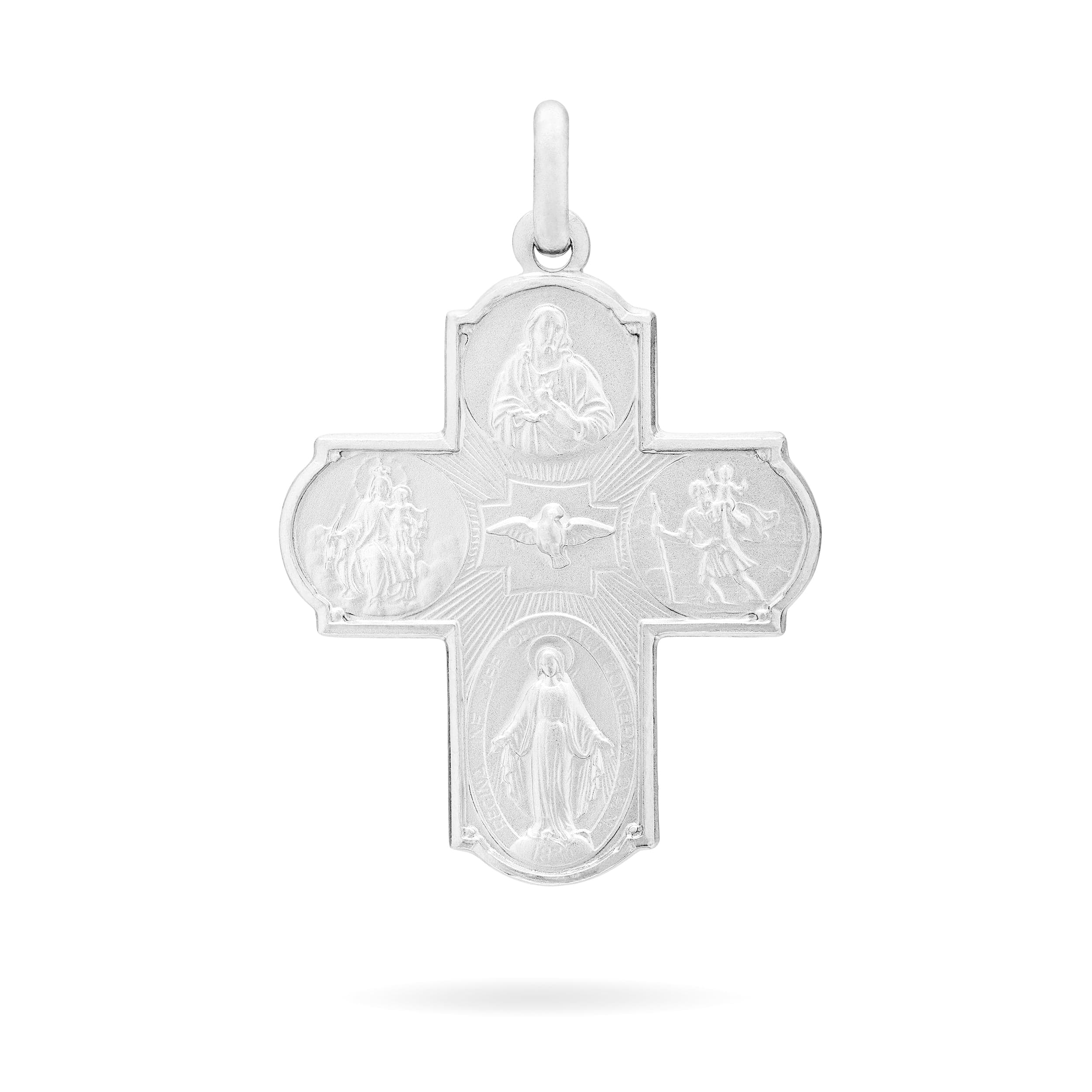 Four Way Cross Necklace Sacred Heart Saint Chistopher St Virgin