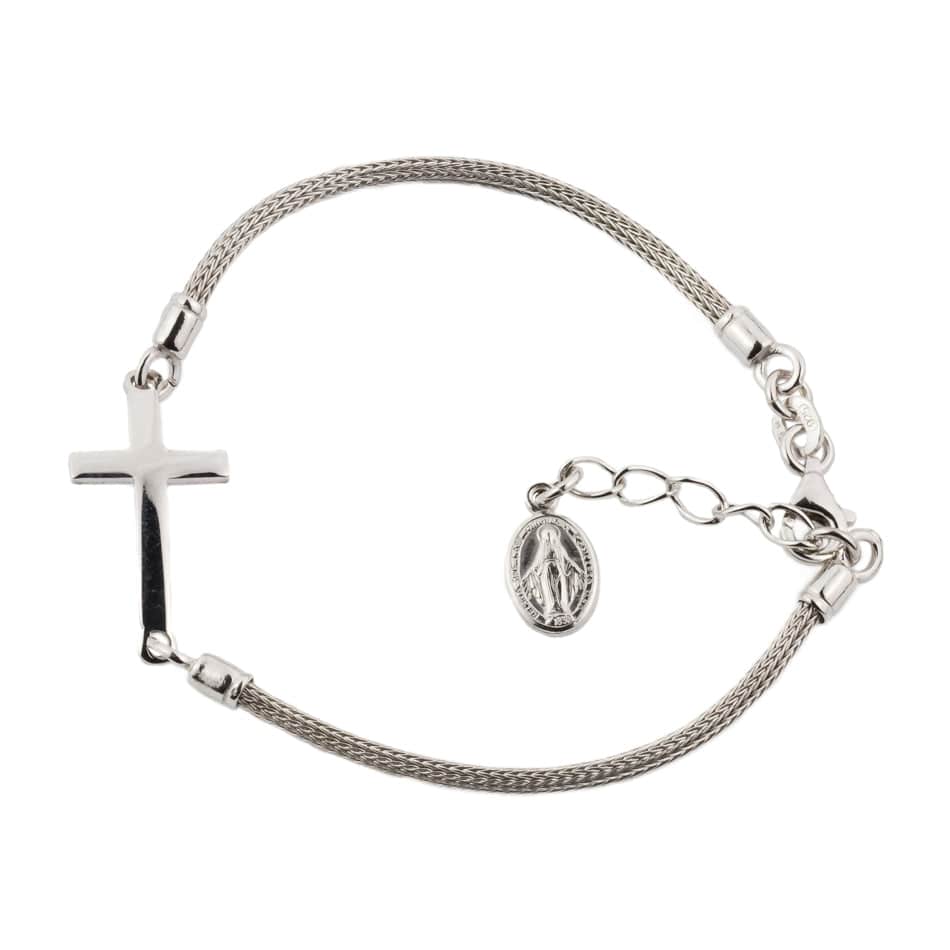 White gold sideways cross on sale bracelet