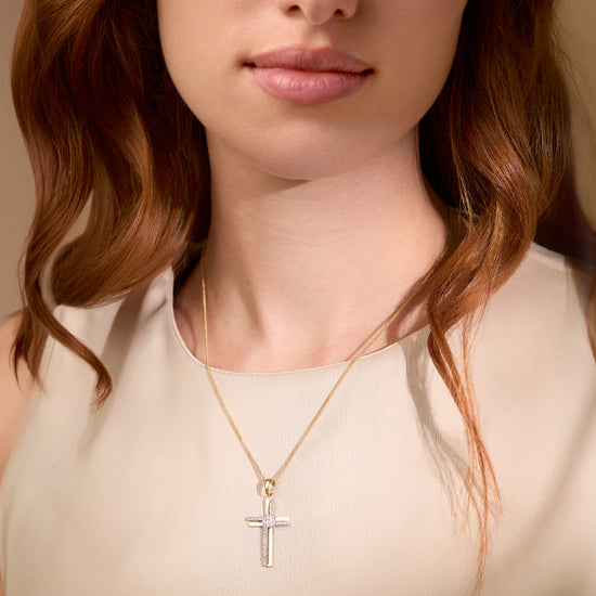 Gold Pendant Crosses with Diamonds