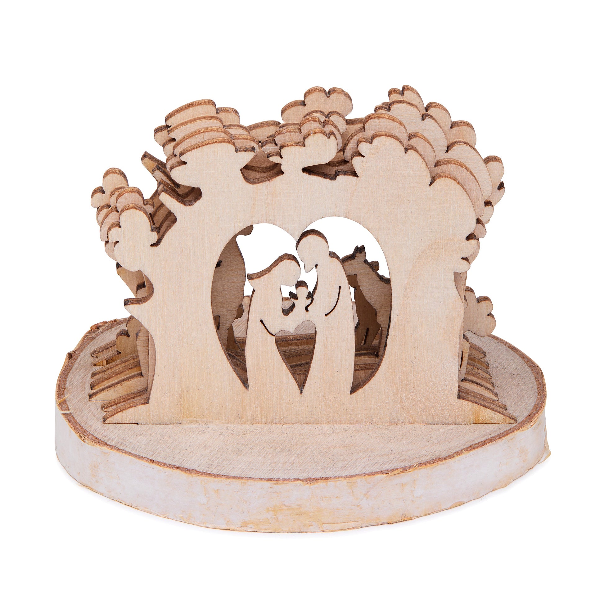 MONDO CATTOLICO ROMA Nativity 6 cm (2.36 in) 3D Wooden Nativity Scene in a Forest