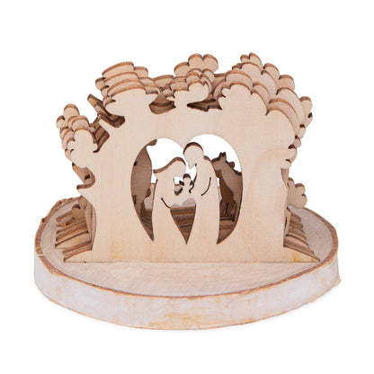 MONDO CATTOLICO ROMA Nativity 6 cm (2.36 in) 3D Wooden Nativity Scene in a Forest