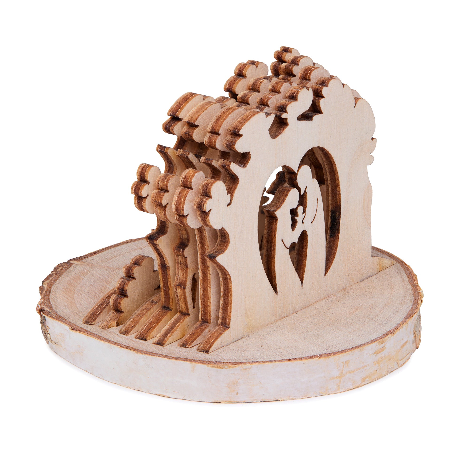 MONDO CATTOLICO ROMA Nativity 6 cm (2.36 in) 3D Wooden Nativity Scene in a Forest