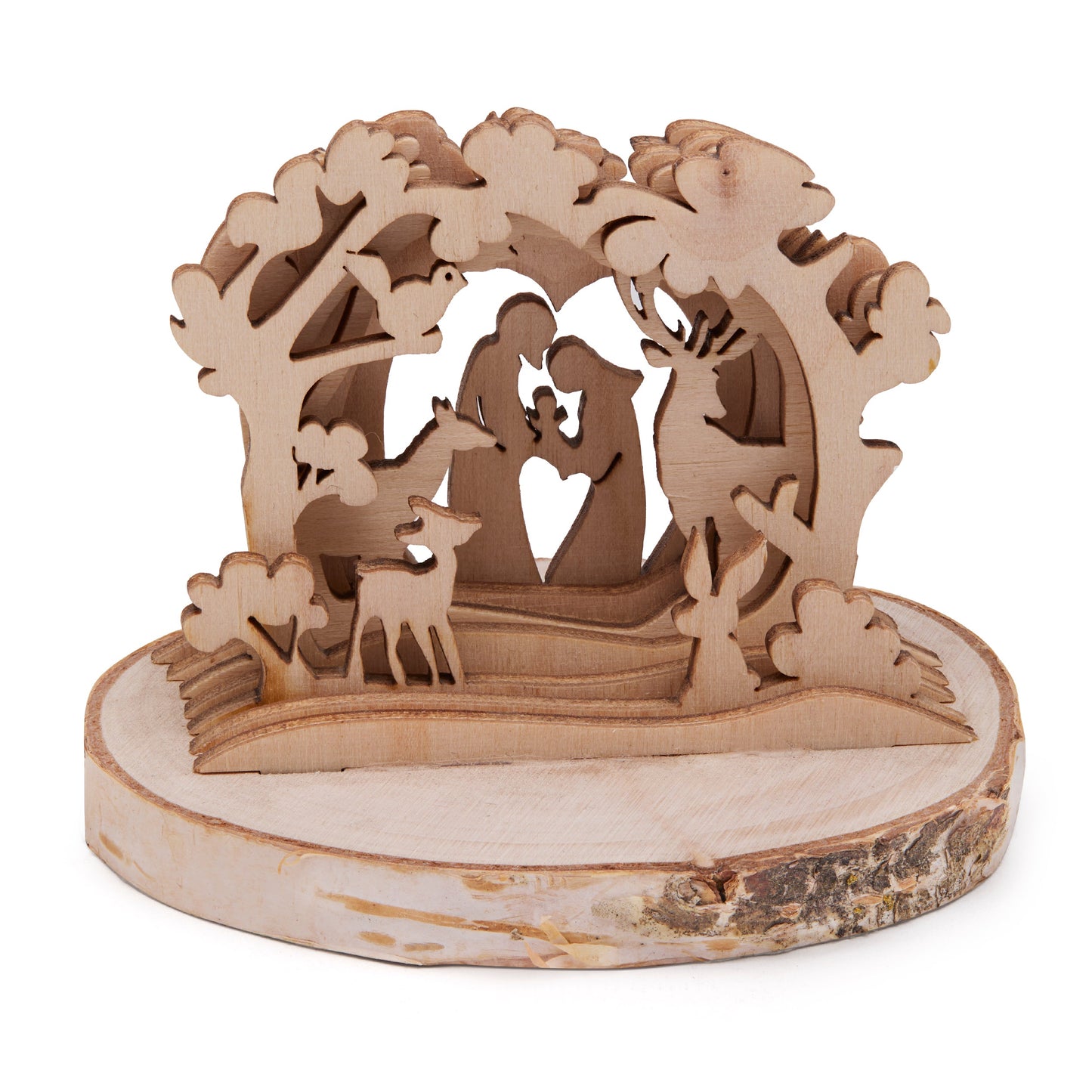 MONDO CATTOLICO ROMA Nativity 6 cm (2.36 in) 3D Wooden Nativity Scene in a Forest