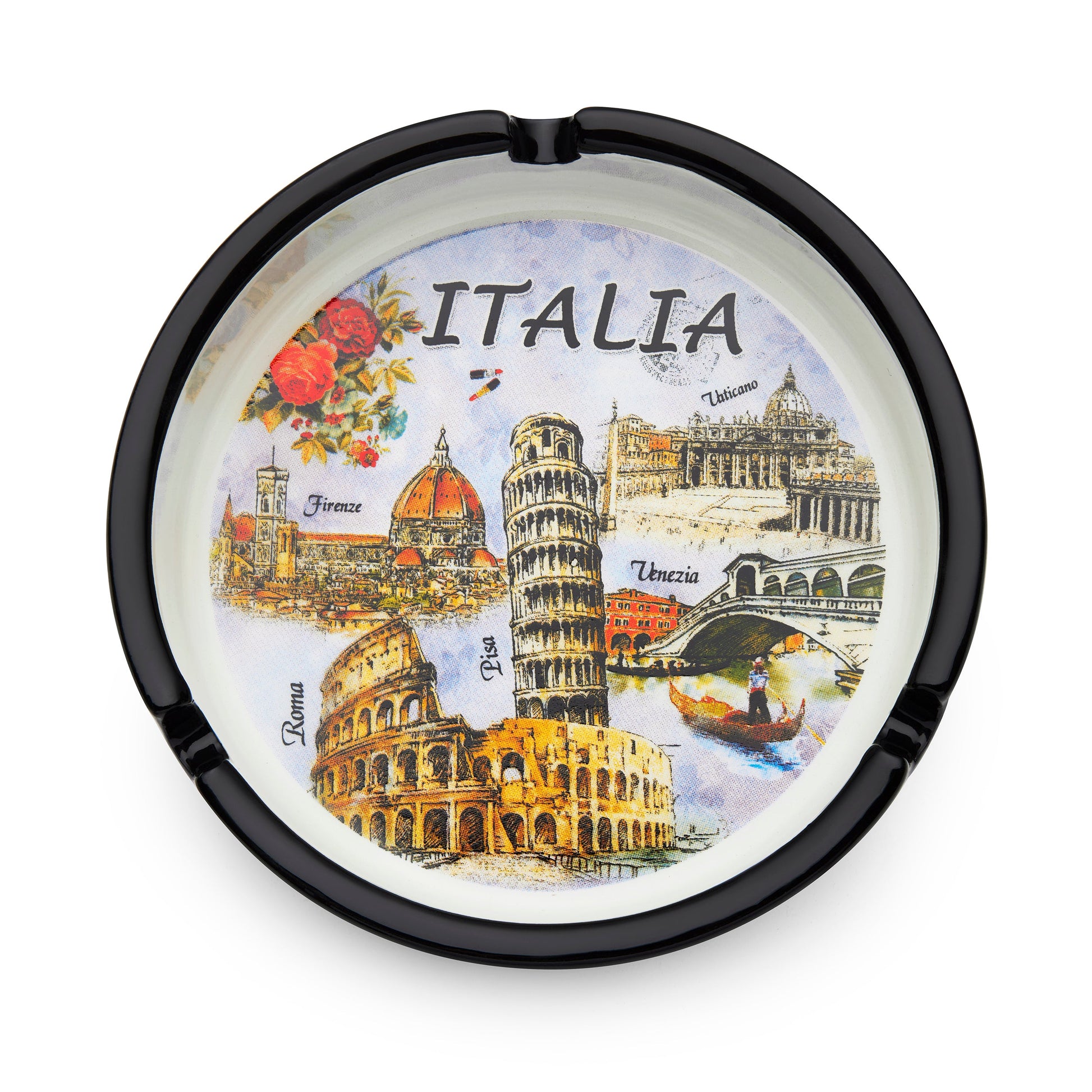 Mondo Cattolico Ashtray 10.50 cm (4.13 in) Ceramic Ashtray with Italy's Most Famous Monuments