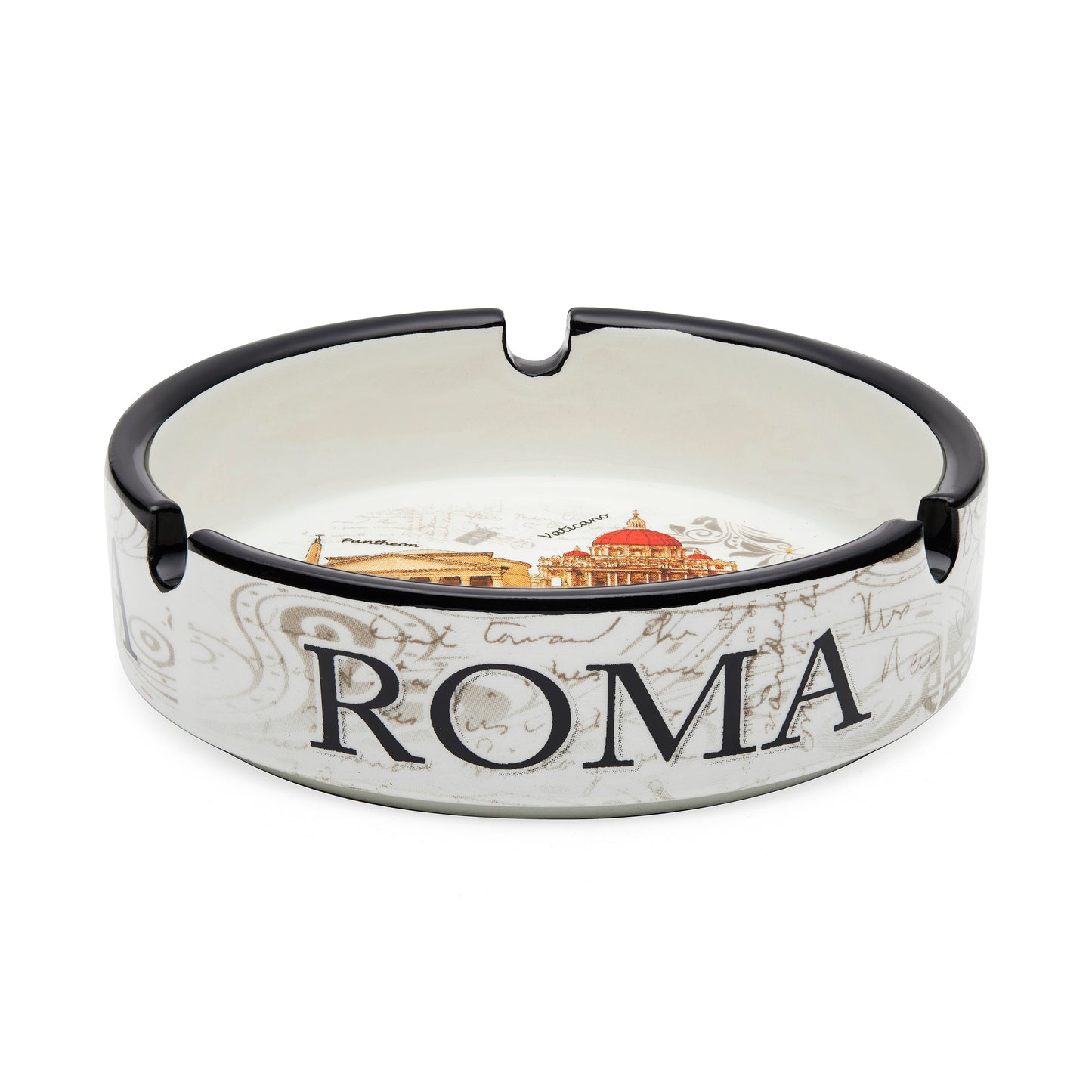 Mondo Cattolico Ashtray 10.50 cm (4.13 in) Ceramic Ashtray with Rome's Most Famous Monuments