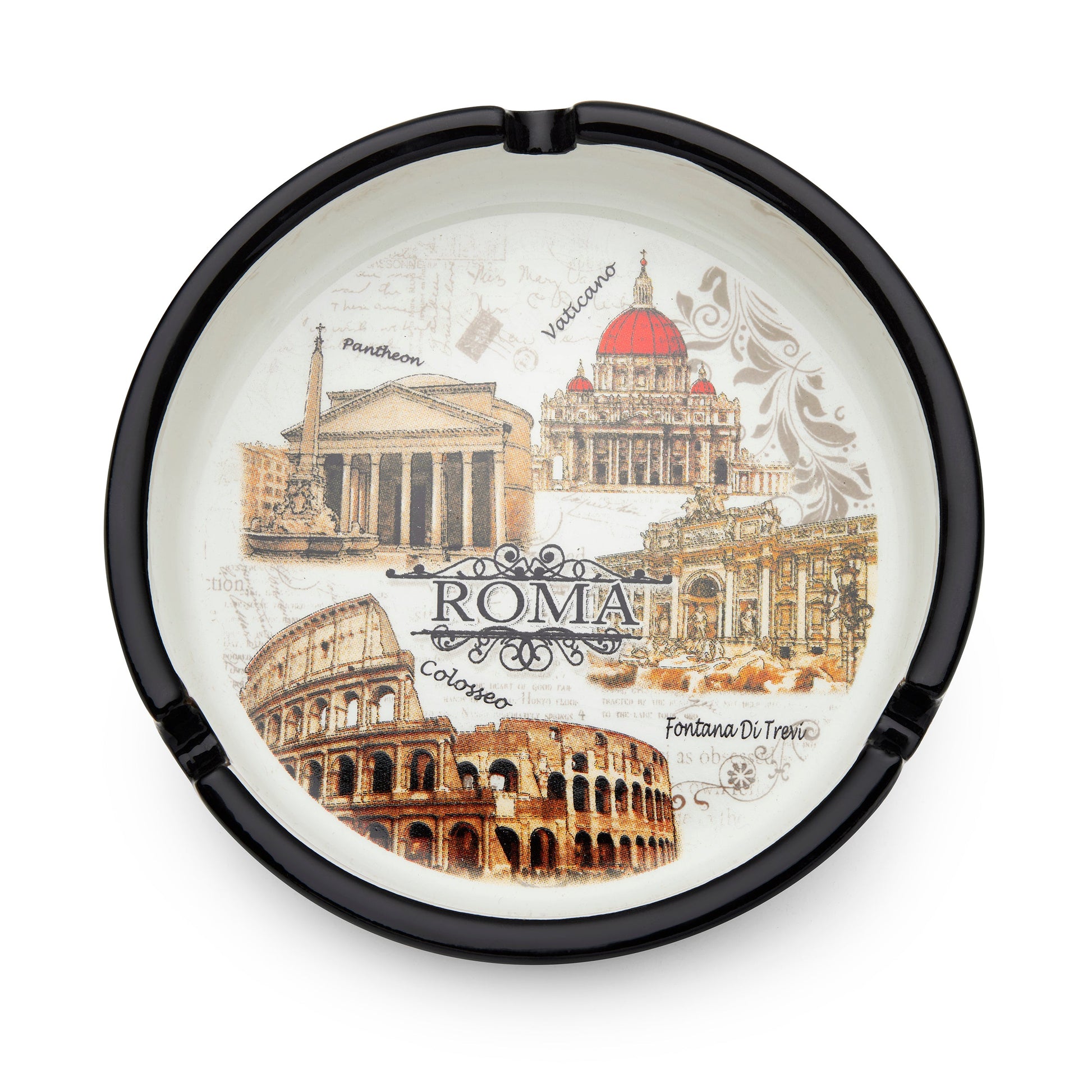 Mondo Cattolico Ashtray 10.50 cm (4.13 in) Ceramic Ashtray with Rome's Most Famous Monuments