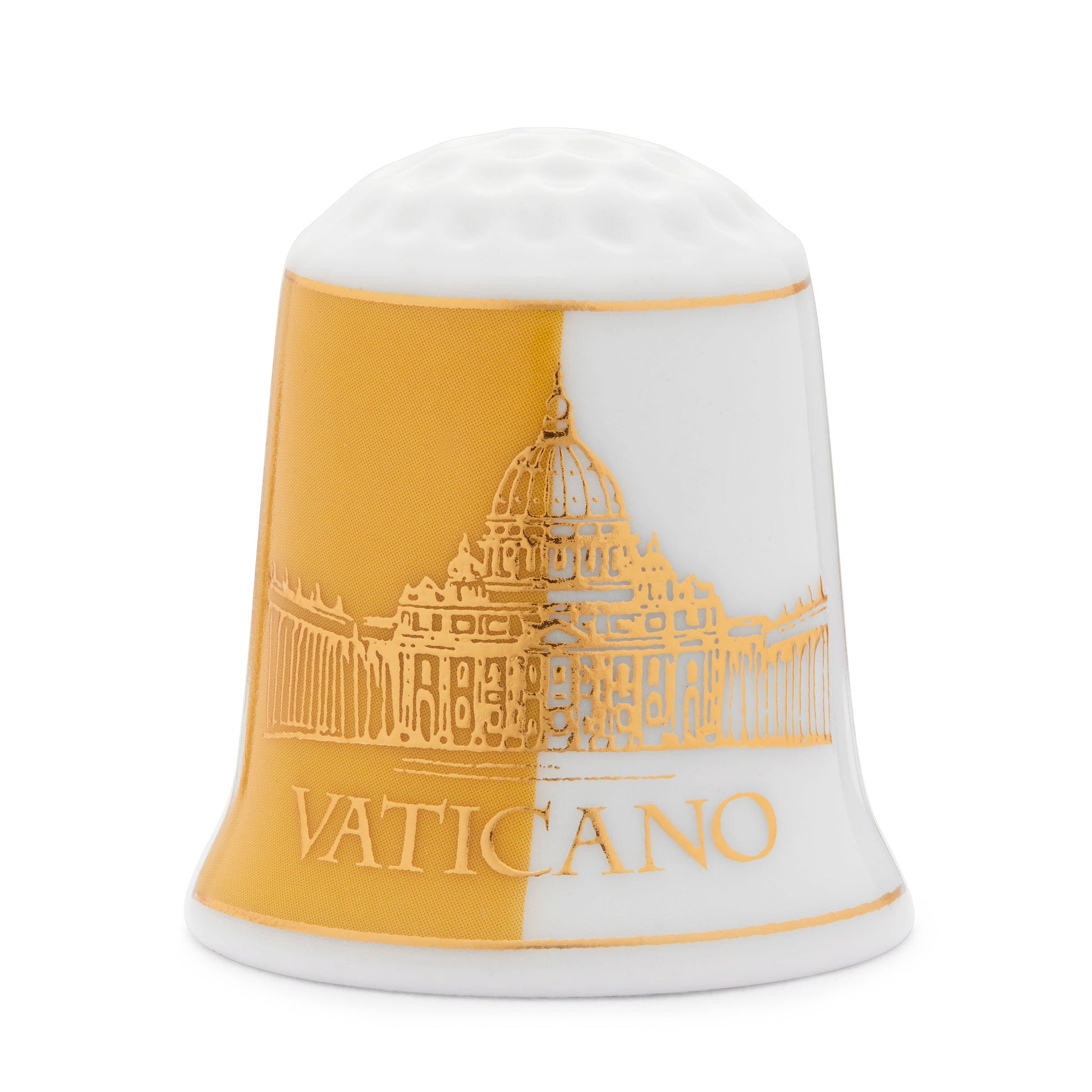 MONDO CATTOLICO ROMA Thimble Ceramic Souvenir Thimble with St. Peter's Basilica and Colosseum