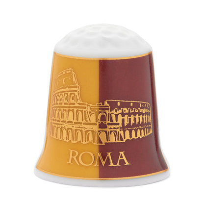 MONDO CATTOLICO ROMA Thimble Ceramic Souvenir Thimble with St. Peter's Basilica and Colosseum