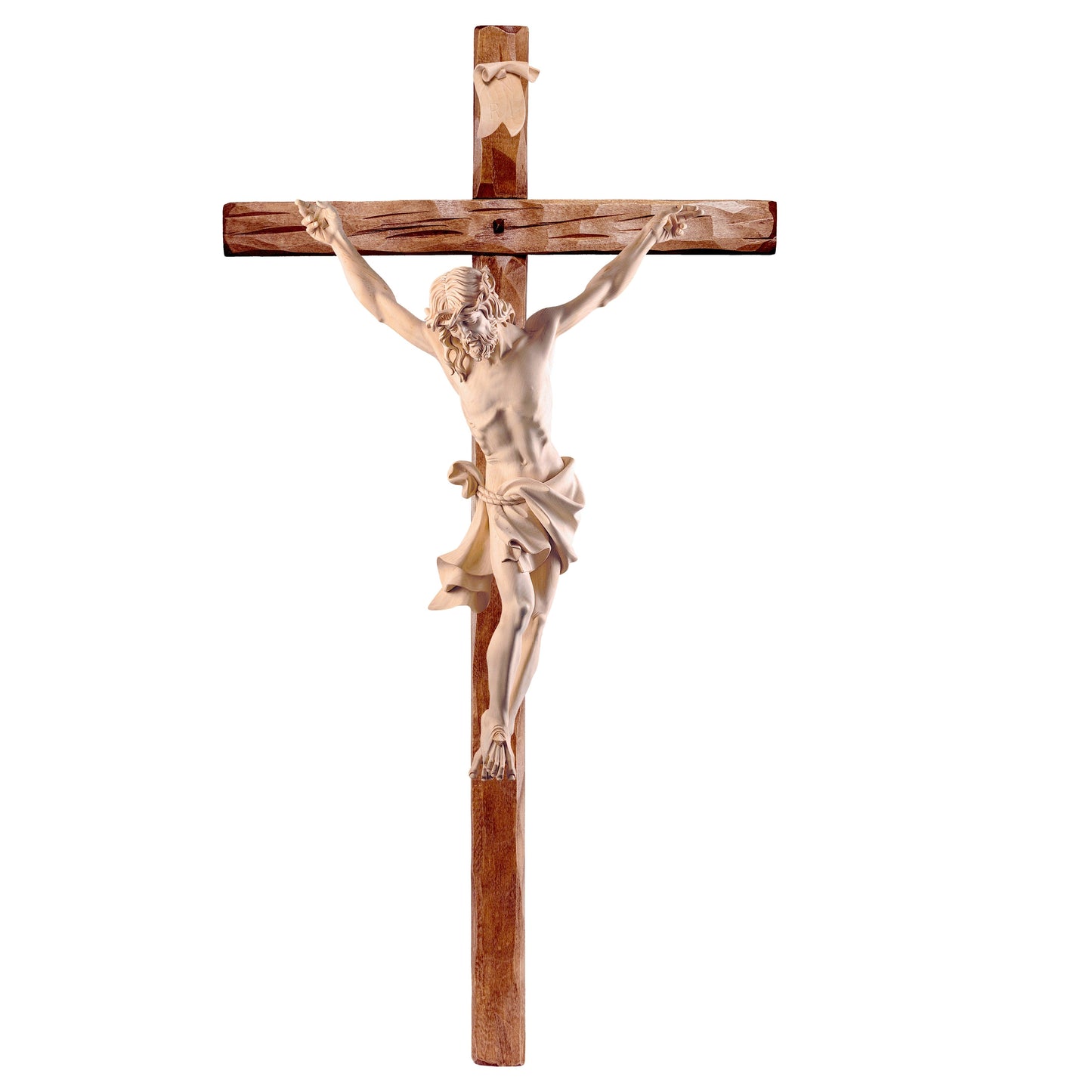 Mondo Cattolico Natural / 20 cm (7.9 in) Christ of the Alps linden with straight cross