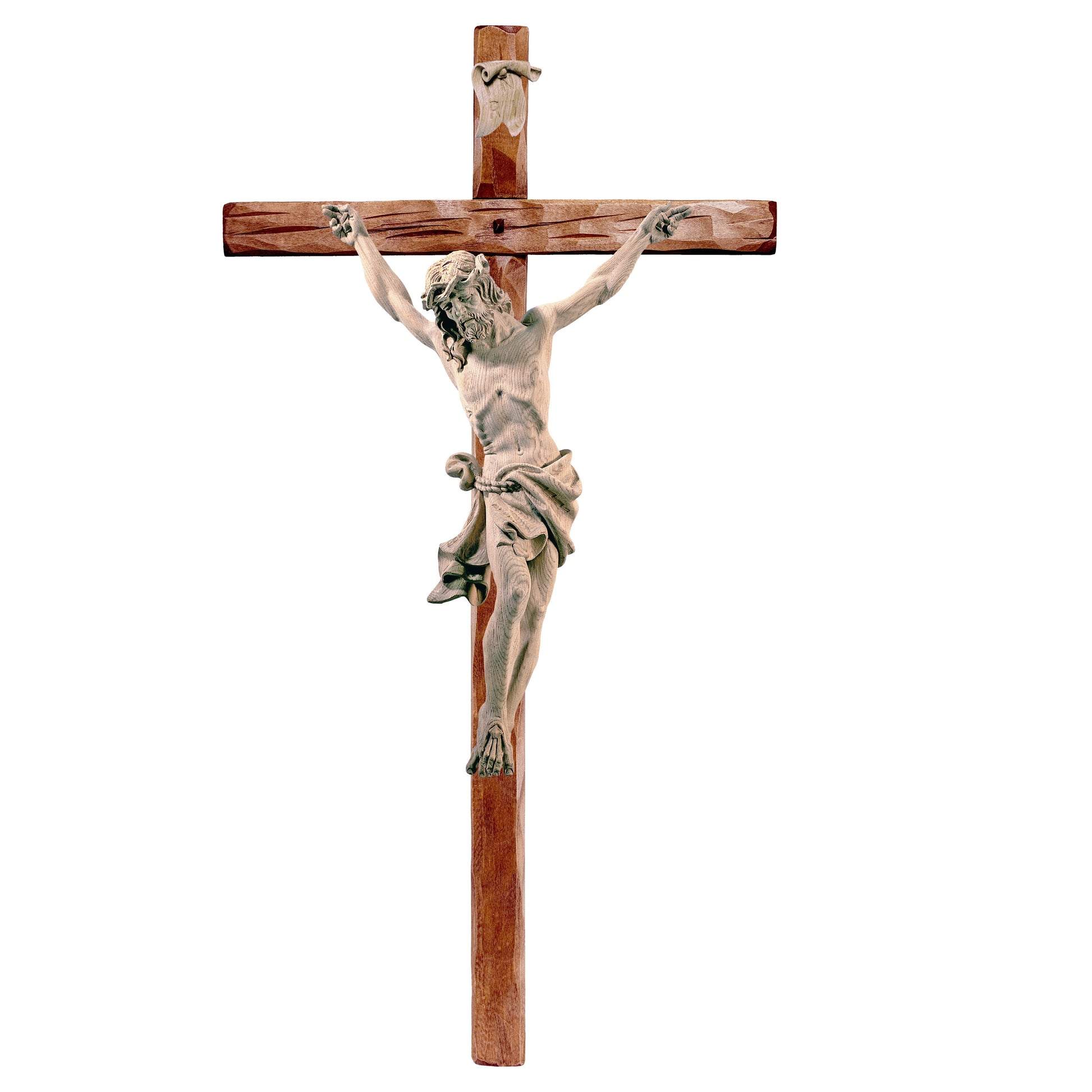 Mondo Cattolico Natural / 25 cm (9.8 in) Christ of the Alps oaken with straight cross