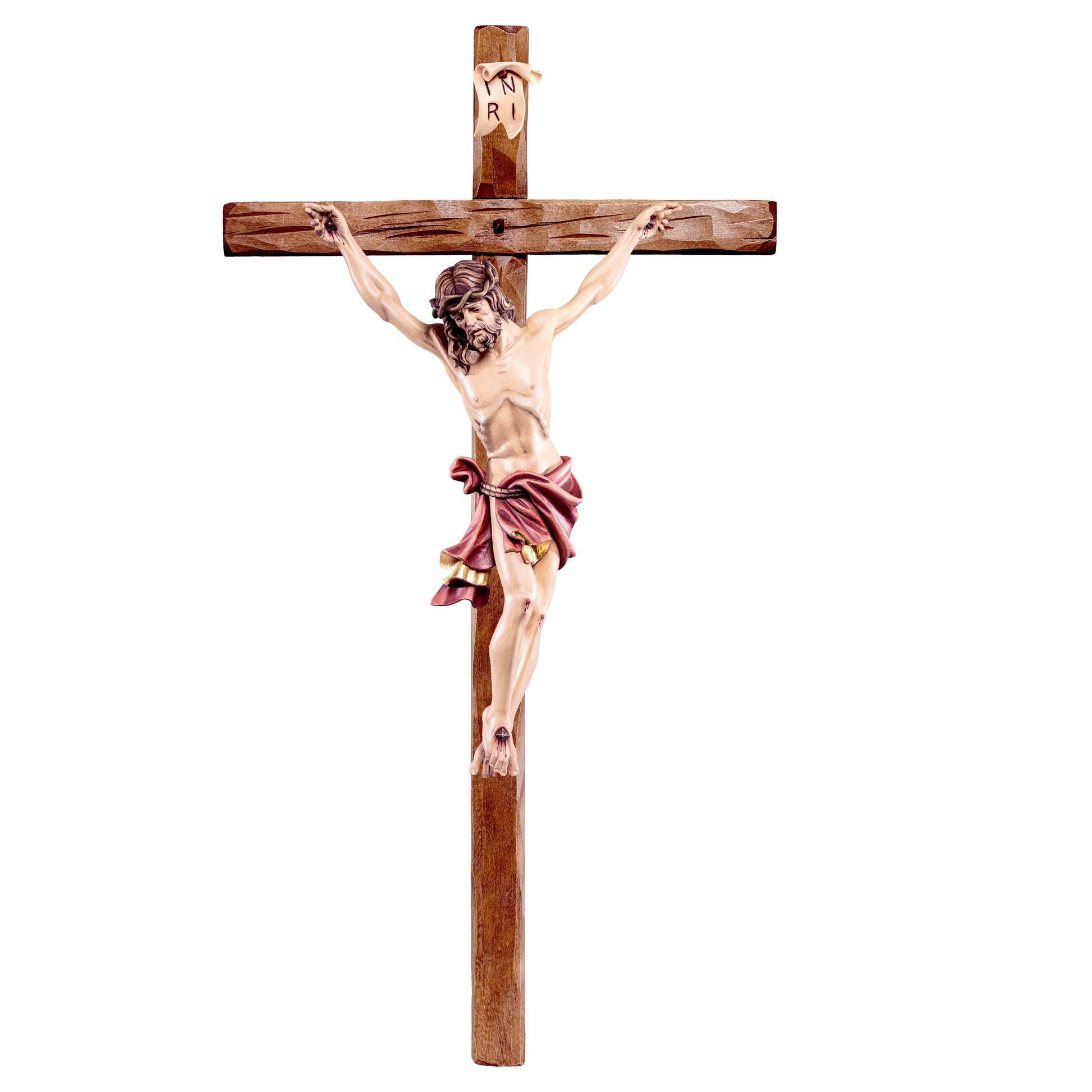 Mondo Cattolico Colored / 10 cm (3.9 in) Christ of the Alps red with straight cross