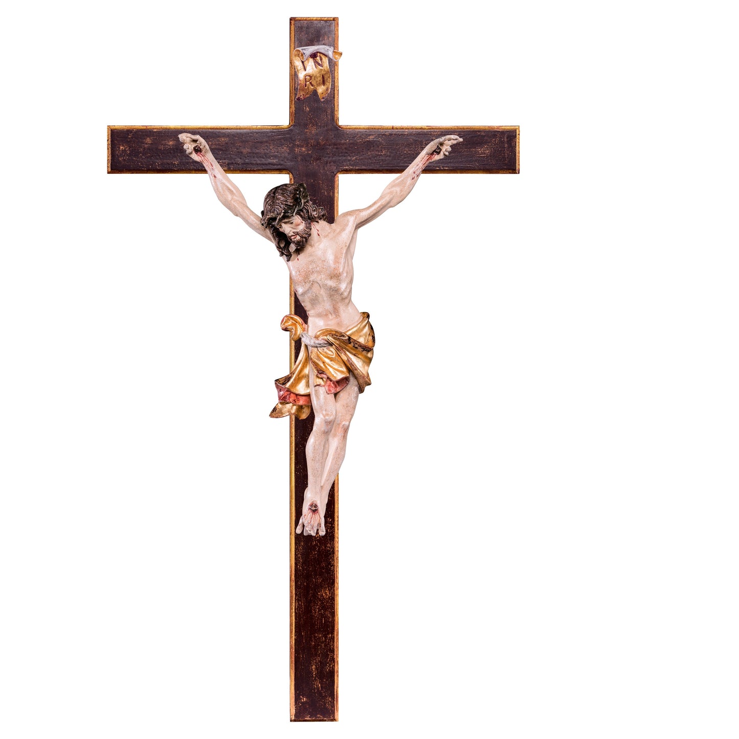 Mondo Cattolico Golden / 20 cm (7.9 in) Christ of the Alps red with straight cross