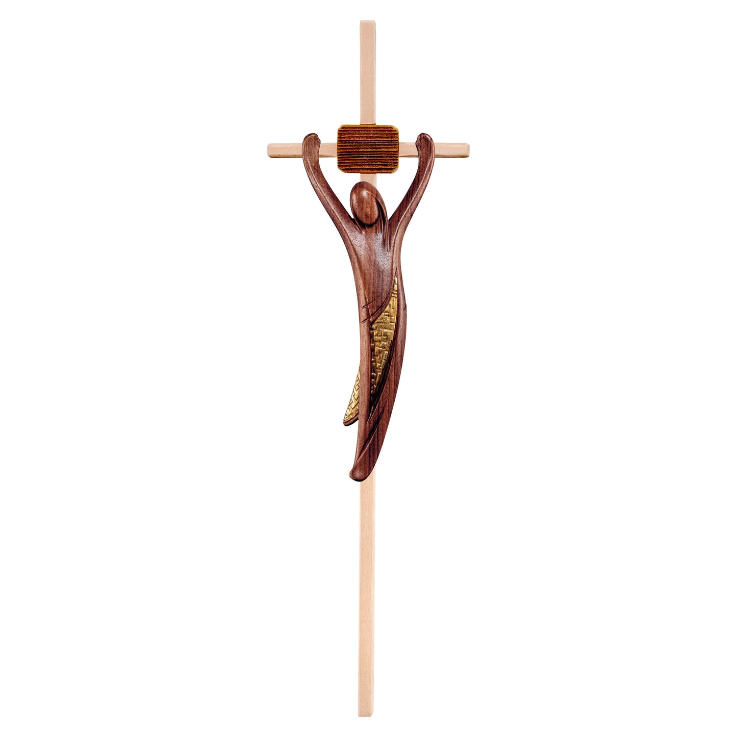 Mondo Cattolico Colored / 15 cm (5.9 in) Christ of youth walnut with cross