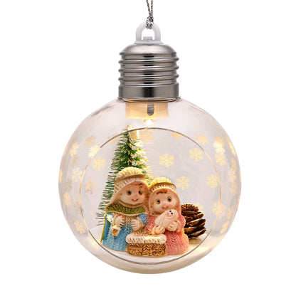 Mondo Cattolico Christmas Ball With Illuminating Resin Nativity Scene