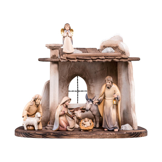 Mondo Cattolico Nativity 28 cm (11.02 in) / 23 cm (9.06 in) / 12 cm (4.72 in) Classic Wooden Nativity Scene