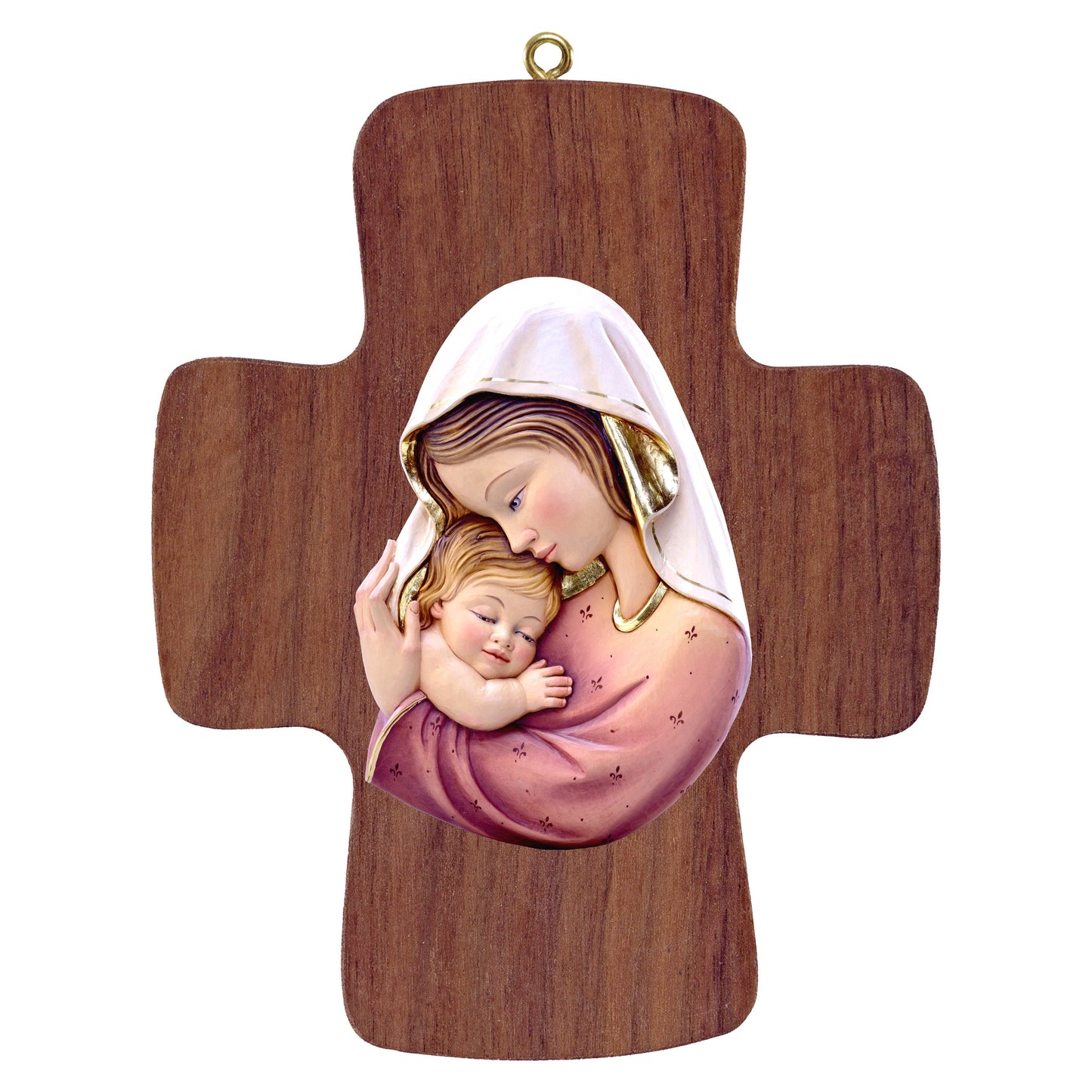 Mondo Cattolico Colored / 16 cm (6.3 in) Cross with Madonna white-red
