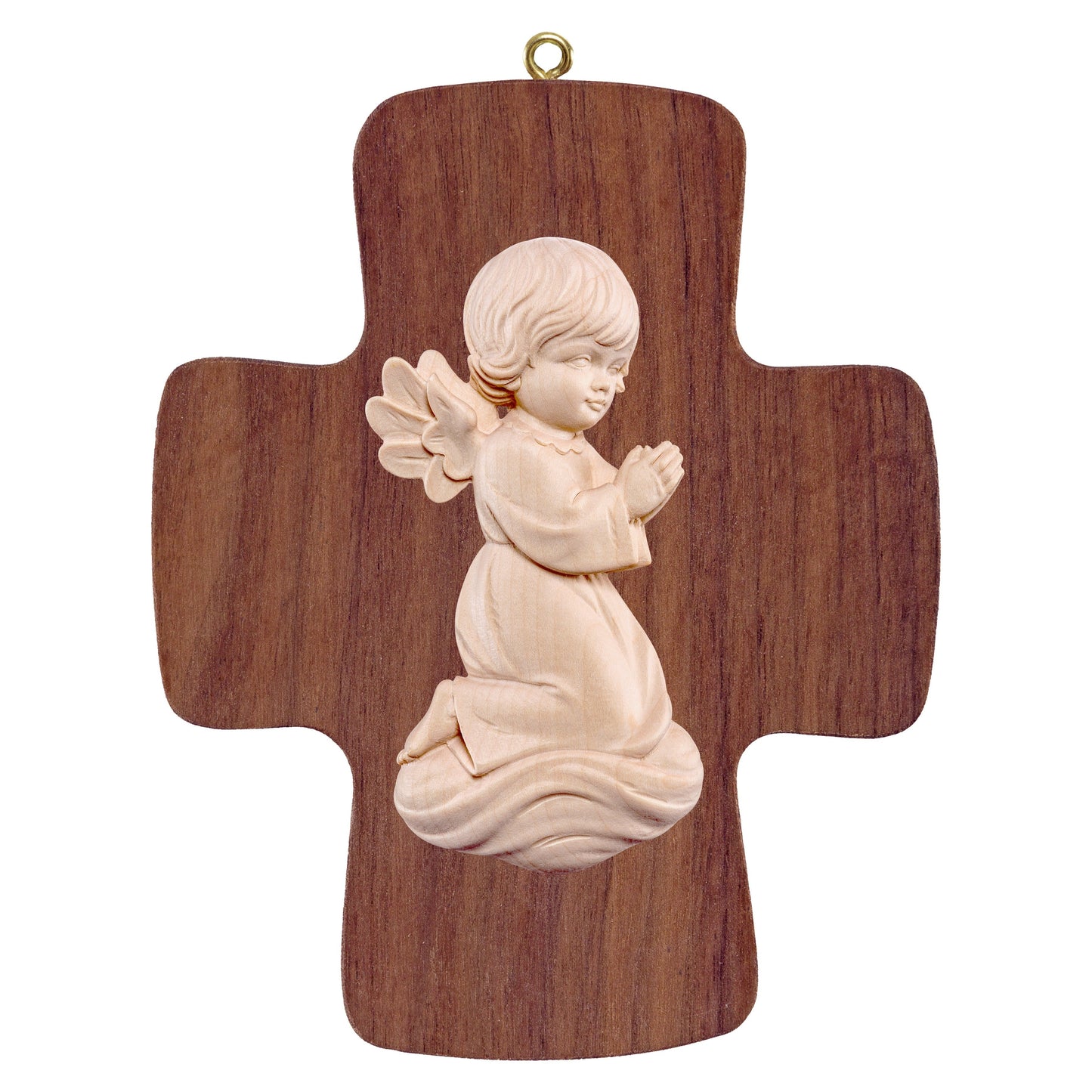 Mondo Cattolico Natural / 16 cm (6.3 in) Cross with Pitti - angel praying