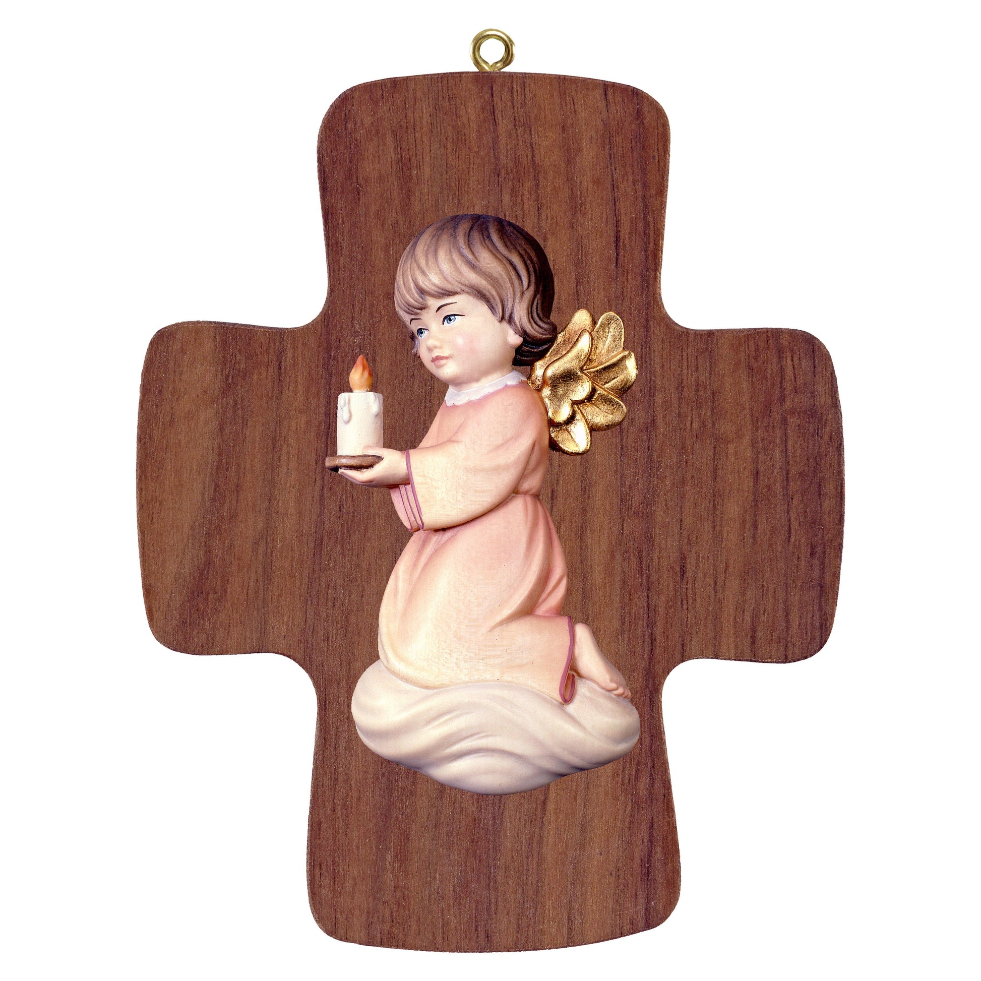 Mondo Cattolico Colored / 16 cm (6.3 in) Cross with Pitti - angel with candle