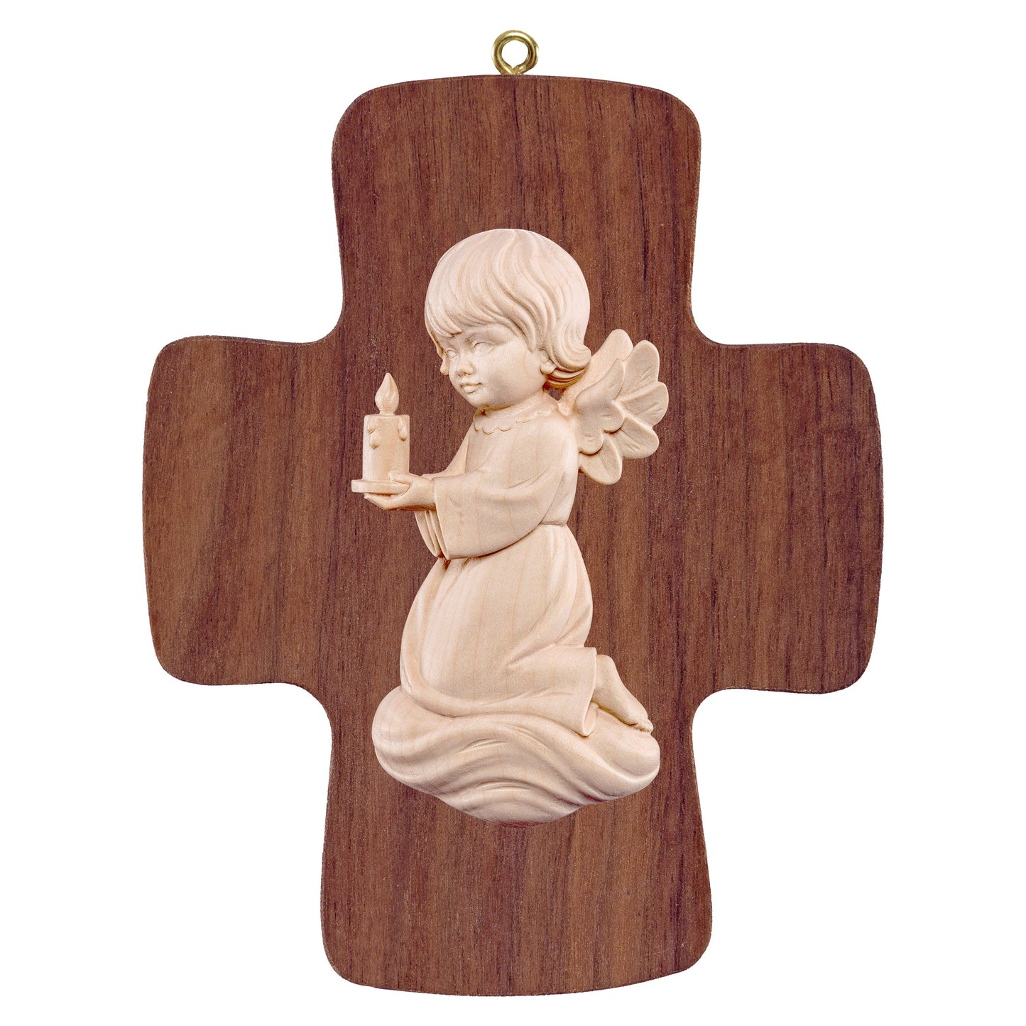 Mondo Cattolico Natural / 16 cm (6.3 in) Cross with Pitti - angel with candle