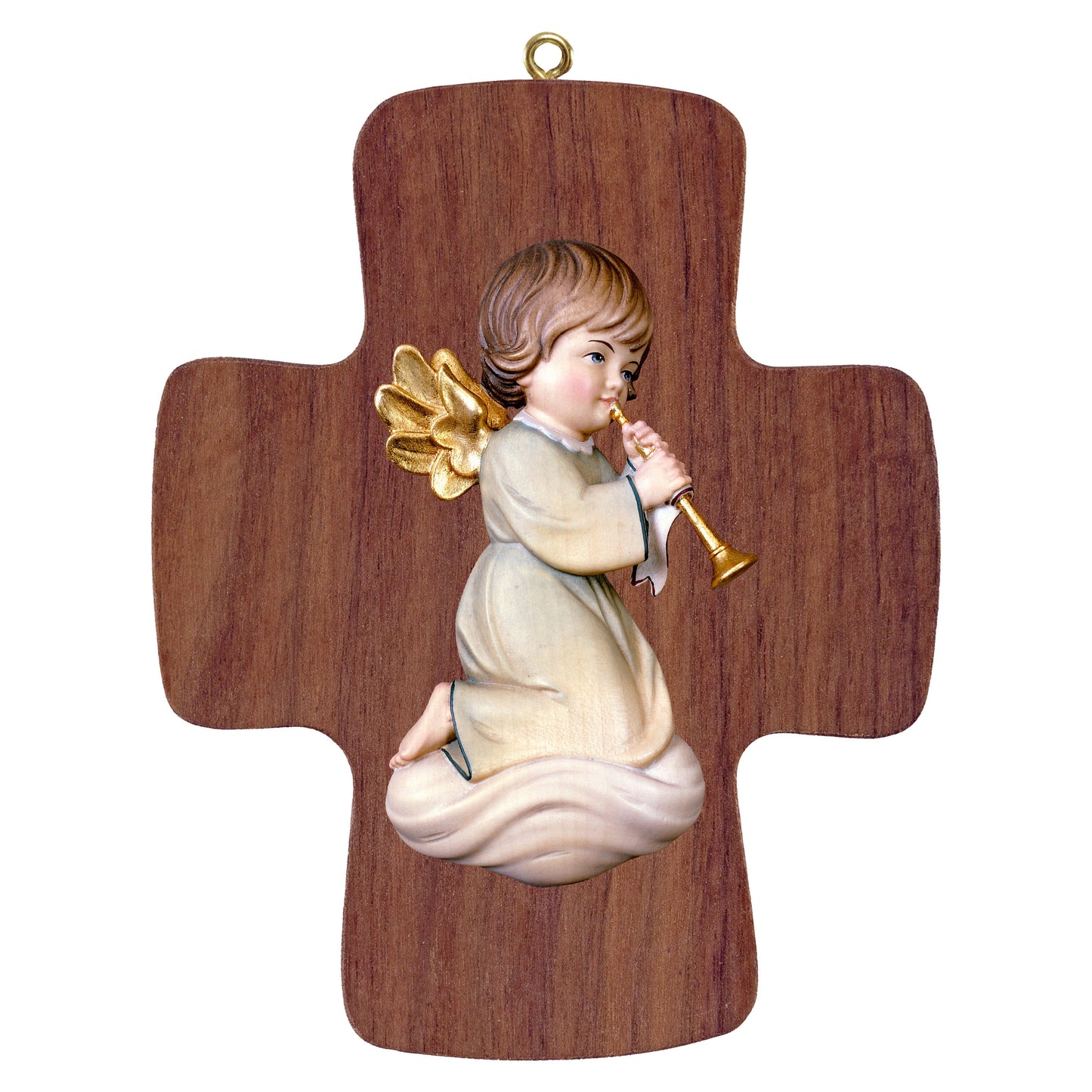 Mondo Cattolico Colored / 16 cm (6.3 in) Cross with Pitti - angel with trombone