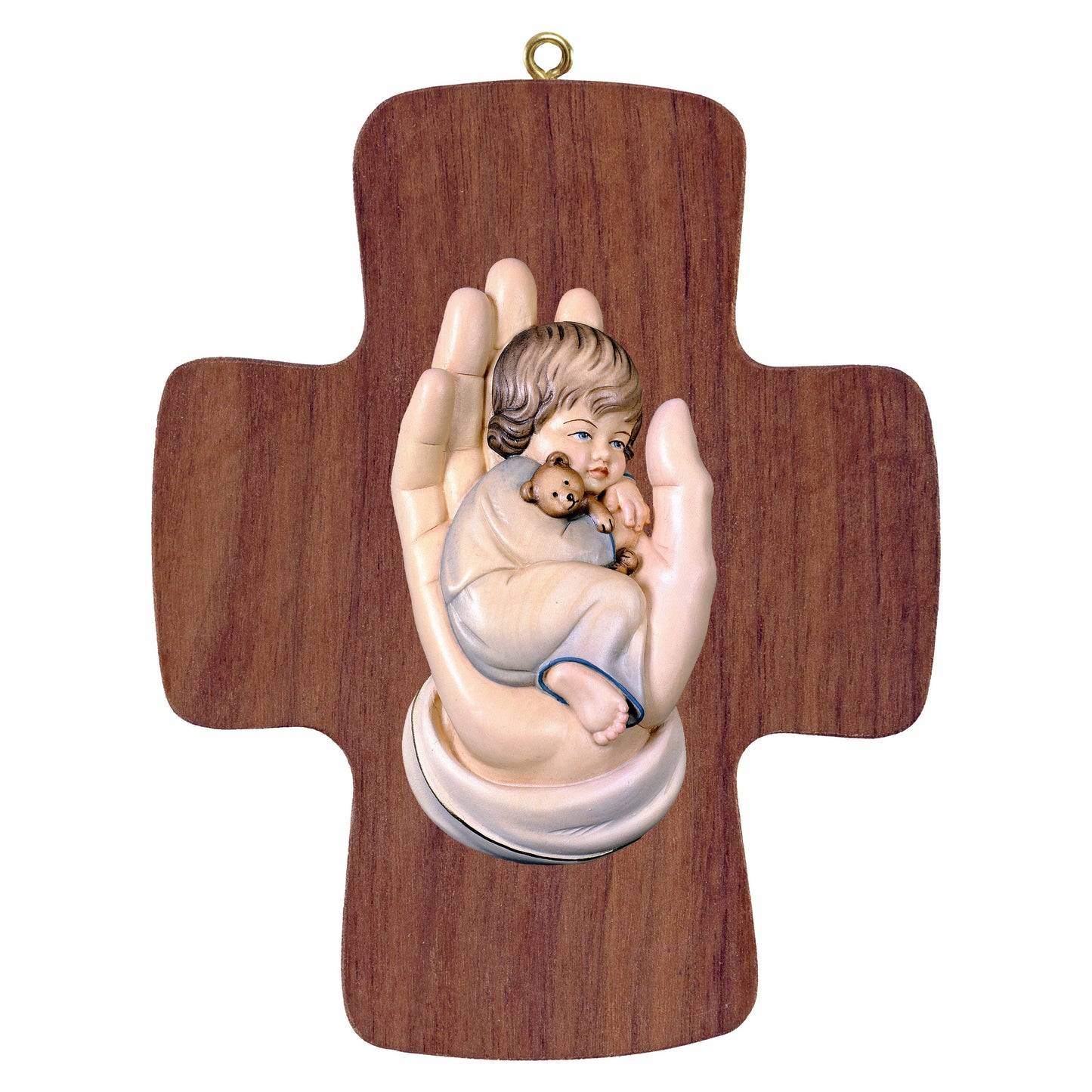 Mondo Cattolico Colored / 16 cm (6.3 in) Cross with protecting hand boy