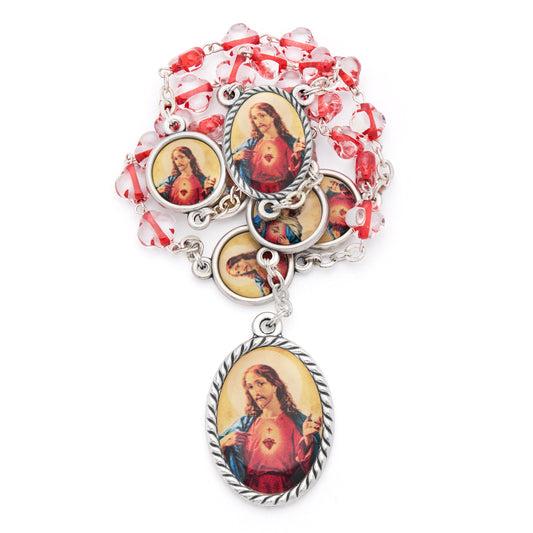 MONDO CATTOLICO ROMA Rosary 32 cm (11.81 in) / 42 cm (16.54 in) / 6 mm (0.24 in) Devotional Rosary of the Sacred Heart of Jesus