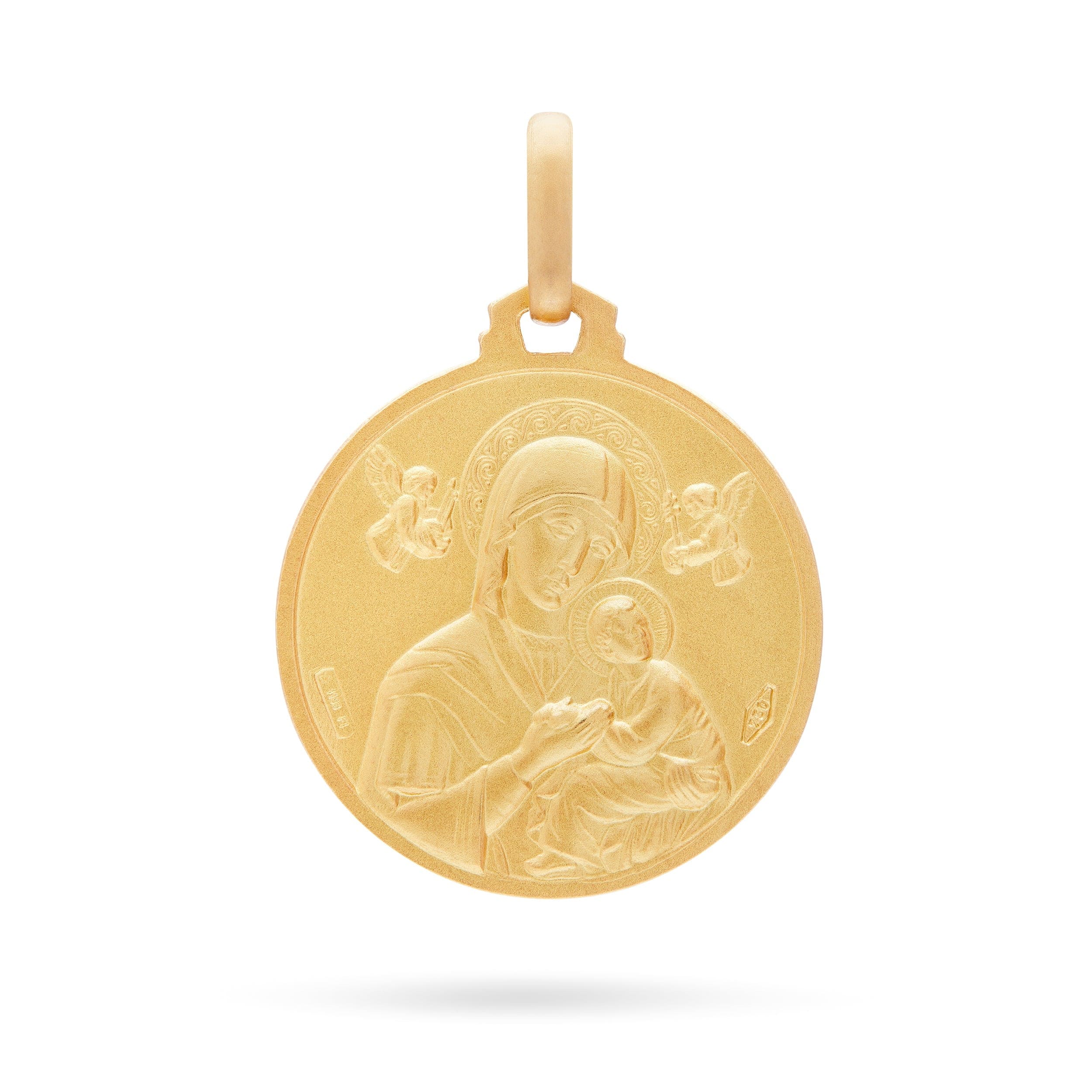 18K Yellow Gold Catholic Four Five Way Medal Pendant Necklace - The Secret Heart - top St Joseph