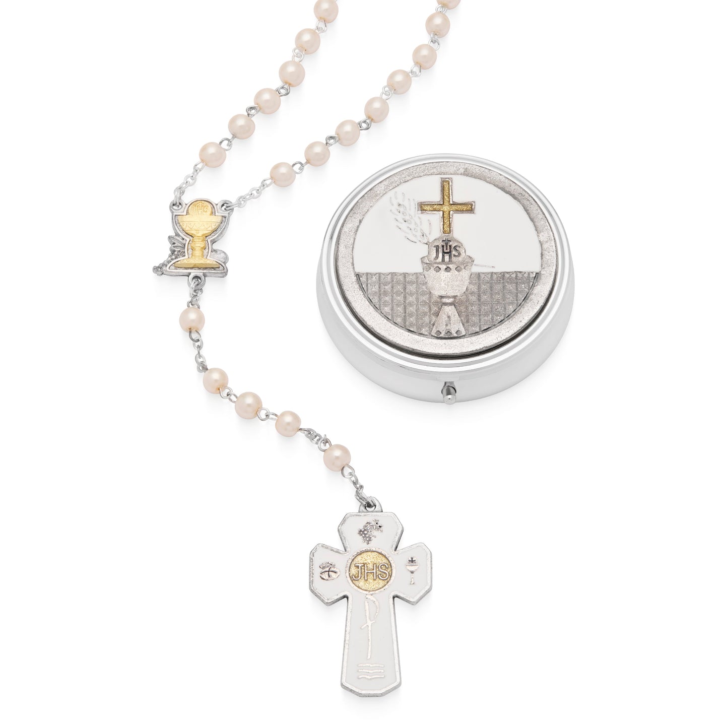 MONDO CATTOLICO First Communion Rosary with the Chalice center Medal