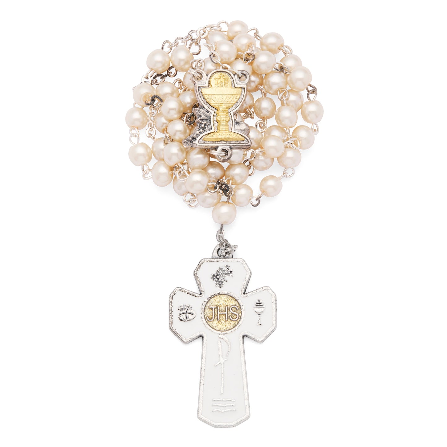 MONDO CATTOLICO First Communion Rosary with the Chalice center Medal