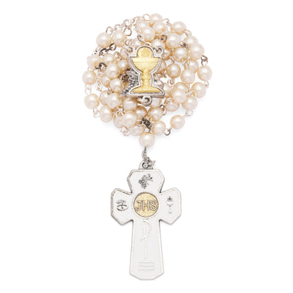 MONDO CATTOLICO First Communion Rosary with the Chalice center Medal