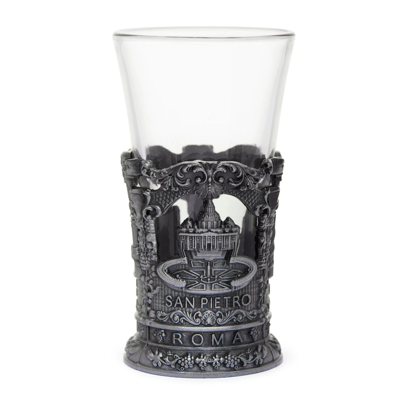 Glass Souvenir Shot Glass with Metal Base featuring St. Peter's ...