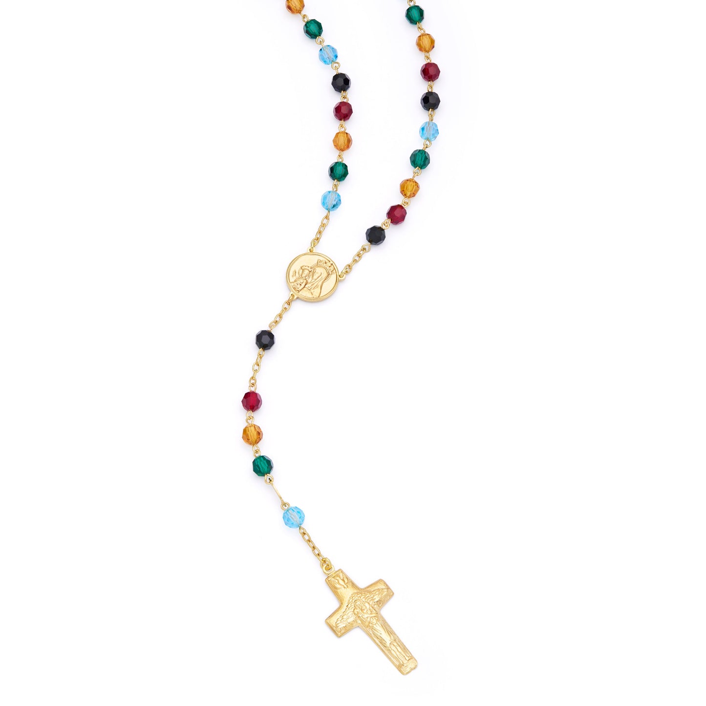 Mondo Cattolico Rosary 50 cm (19.69 in) / 68 cm (26.77 in) / 6 mm (0.24 in) Gold-plated Sterling Silver Jubilee 2025 Rosary with Crystal Beads