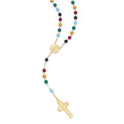 Mondo Cattolico Rosary 50 cm (19.69 in) / 68 cm (26.77 in) / 6 mm (0.24 in) Gold-plated Sterling Silver Jubilee 2025 Rosary with Crystal Beads