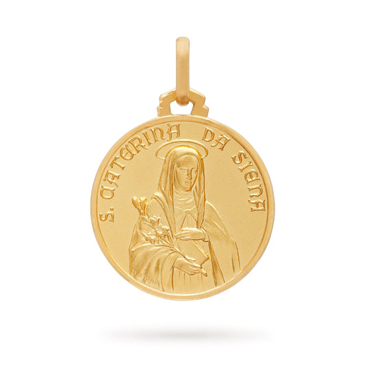 MONDO CATTOLICO Medal 18 mm (0.70 in) Gold-plated Sterling Silver Medal of St. Catherine of Siena