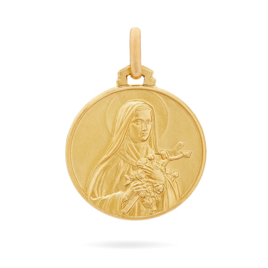 MONDO CATTOLICO Medal 18 mm (0.70 in) Gold-plated Sterling Silver Medal of St. Therese of Lisieux