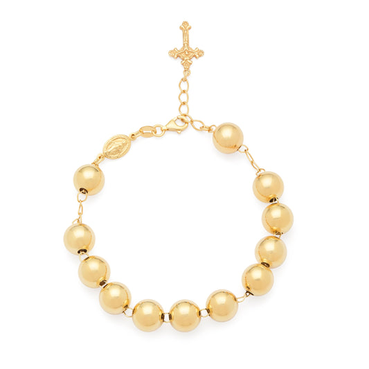 Mondo Cattolico Gold-plated Sterling Silver Rosary Bracelet with Big Beads