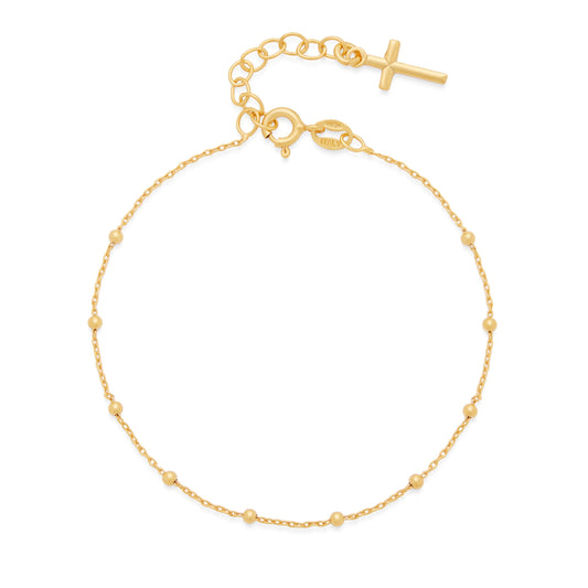 Mondo Cattolico Bracelet 16.5 - 19.5 cm (6.5 - 7.68 in) / 1.8 mm (0.07 in) Gold-plated Sterling Silver Rosary Bracelet with Final Cross Pendant