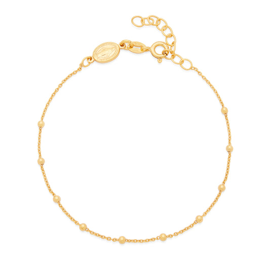 Mondo Cattolico Bracelet 17 - 19.5 cm (6.69 - 7.68 in) / 2 mm (0.08 in) Gold-plated Sterling Silver Rosary Bracelet with Miraculous Medal