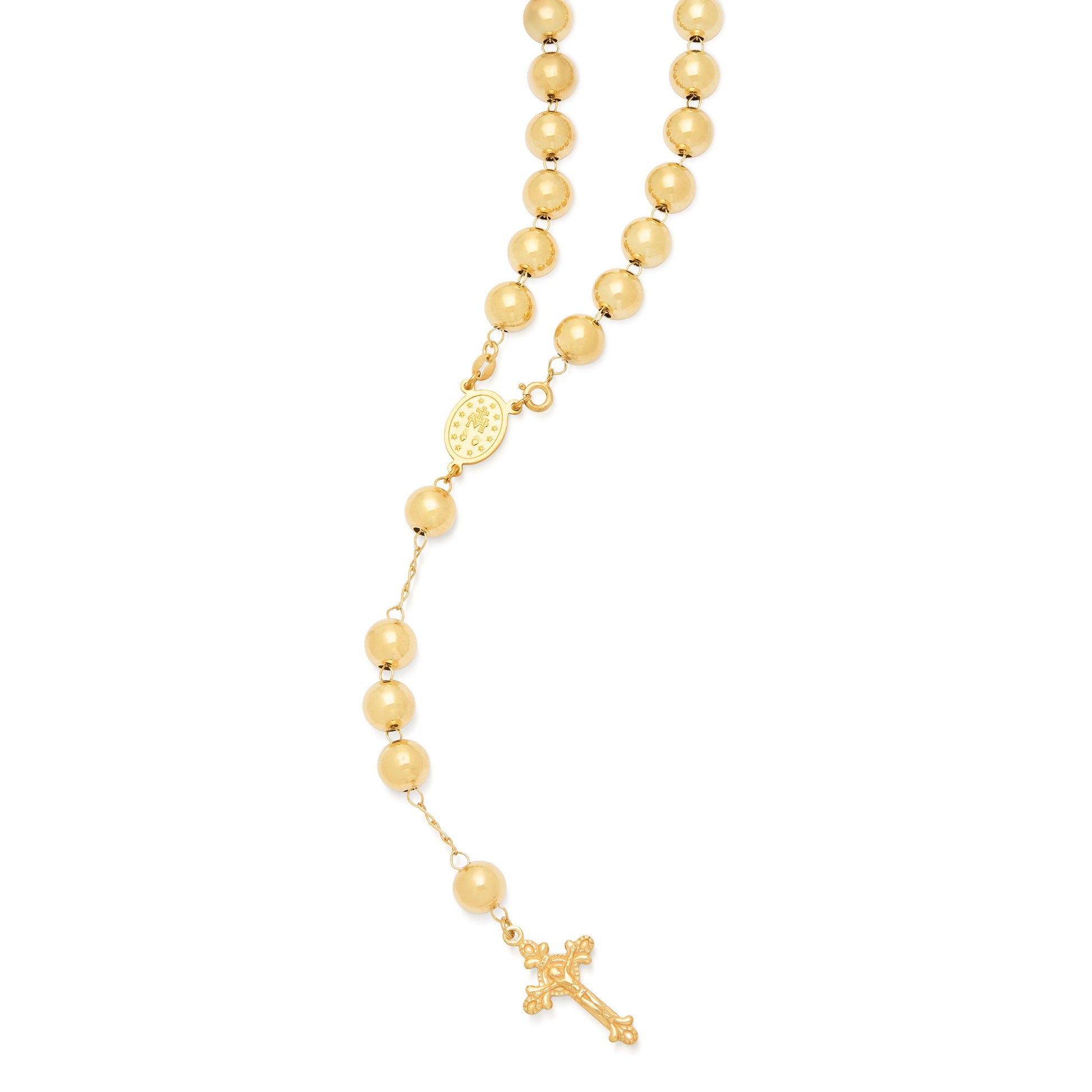 MONDO CATTOLICO ROMA Rosary 52 cm (20.47 in) / 75 cm (29.53 in) / 10 mm (0.39 in) Gold-plated Sterling Silver Rosary with Large Beads