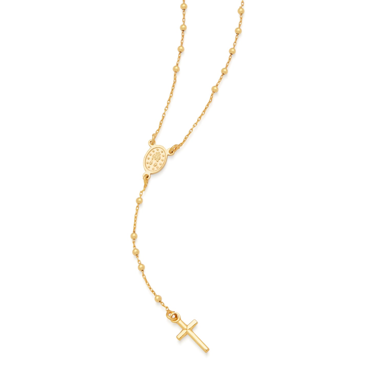 MONDO CATTOLICO ROMA Rosary 30 cm (11.81 in) / 44 cm (17.32 in) / 1.80 mm (0.07 in) Gold-plated Sterling Silver Rosary with Small Beads