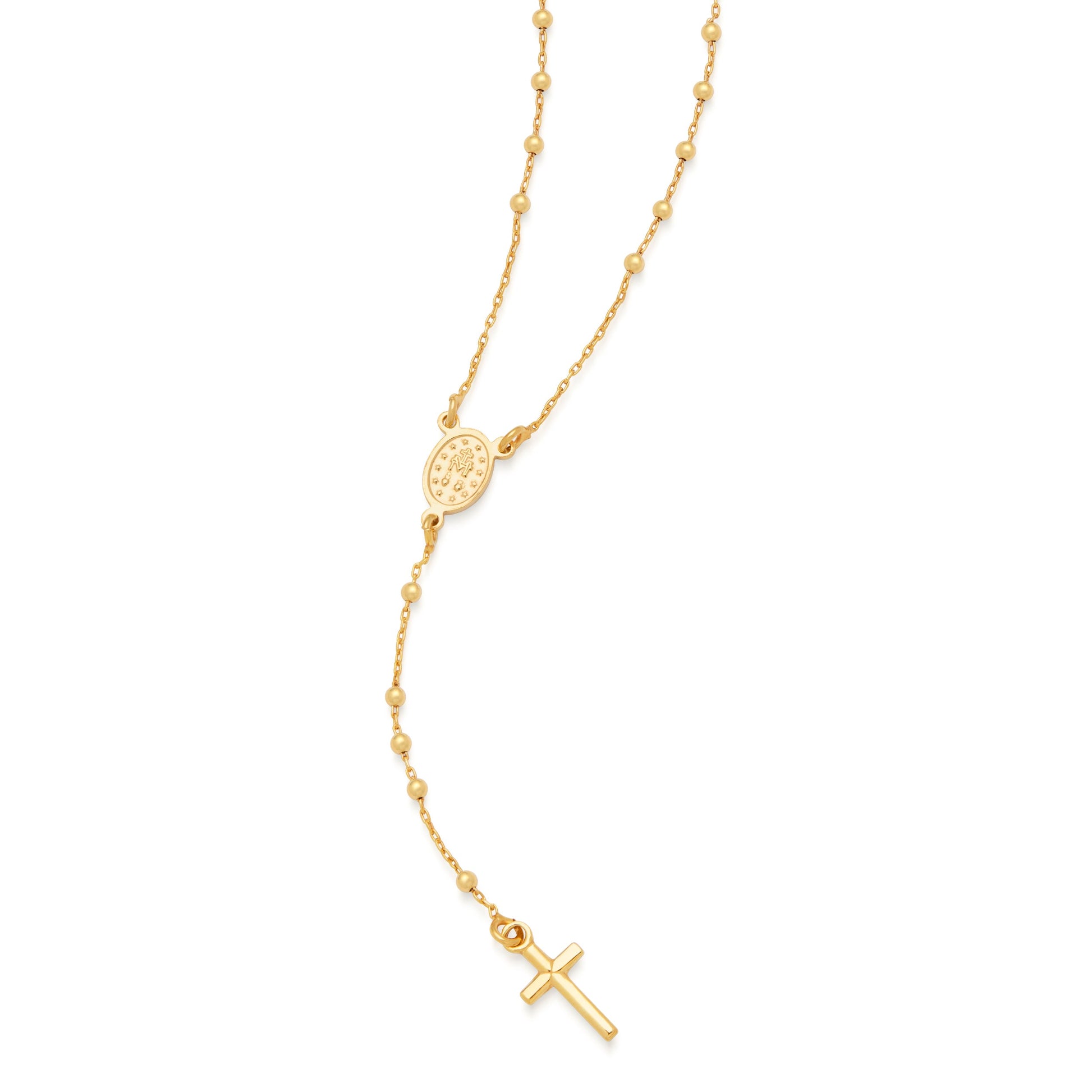 MONDO CATTOLICO ROMA Rosary 30 cm (11.81 in) / 44 cm (17.32 in) / 1.80 mm (0.07 in) Gold-plated Sterling Silver Rosary with Small Beads