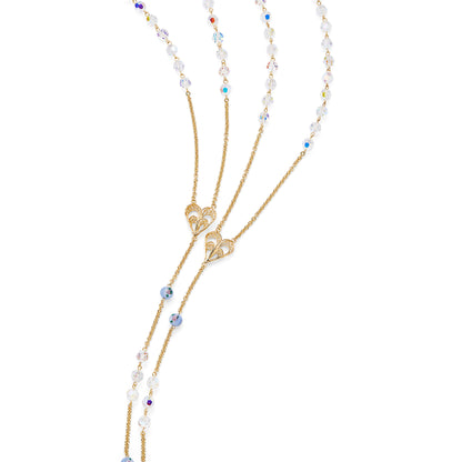 MONDO CATTOLICO ROMA Wedding Lazo 145 cm (57.09 in) / 125 cm (49.21 in) / 8 mm (0.31 in) Gold-plated Sterling Silver Wedding Lazo with Pearl and Blue Lampwork Beads