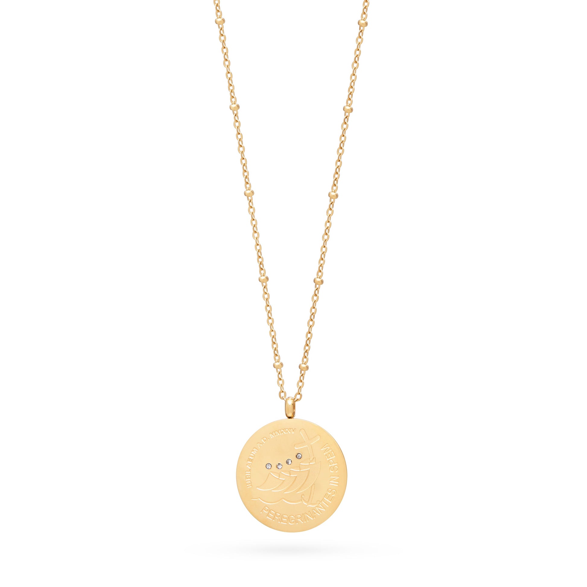 MONDO CATTOLICO ROMA Necklaces 36 - 41 cm (14.17 - 16.14 in) / 20 mm (0.79 in) Gold-tone Stainless Steel Necklace with Jubilee 2025 Pendant