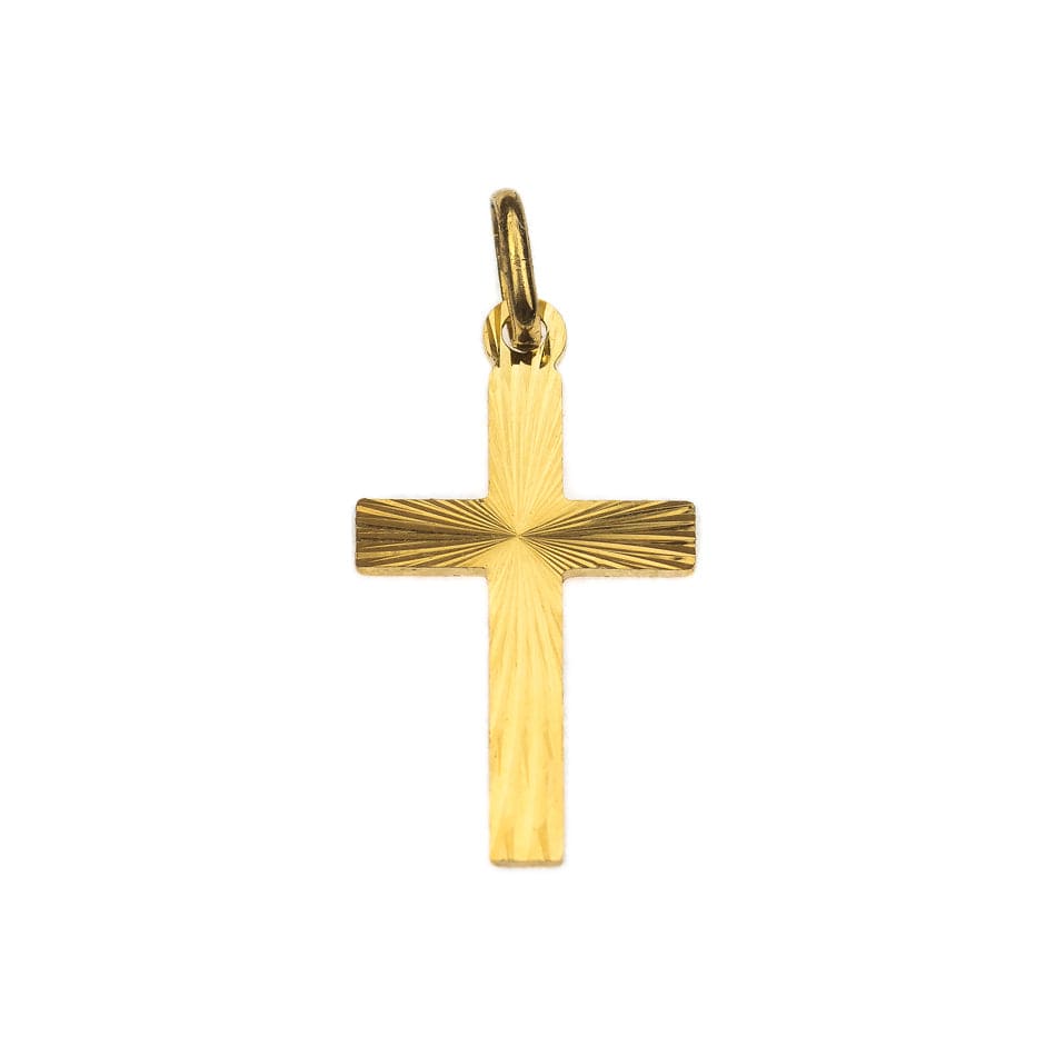 Grooved Gold Plated Cross | MONDO CATTOLICO