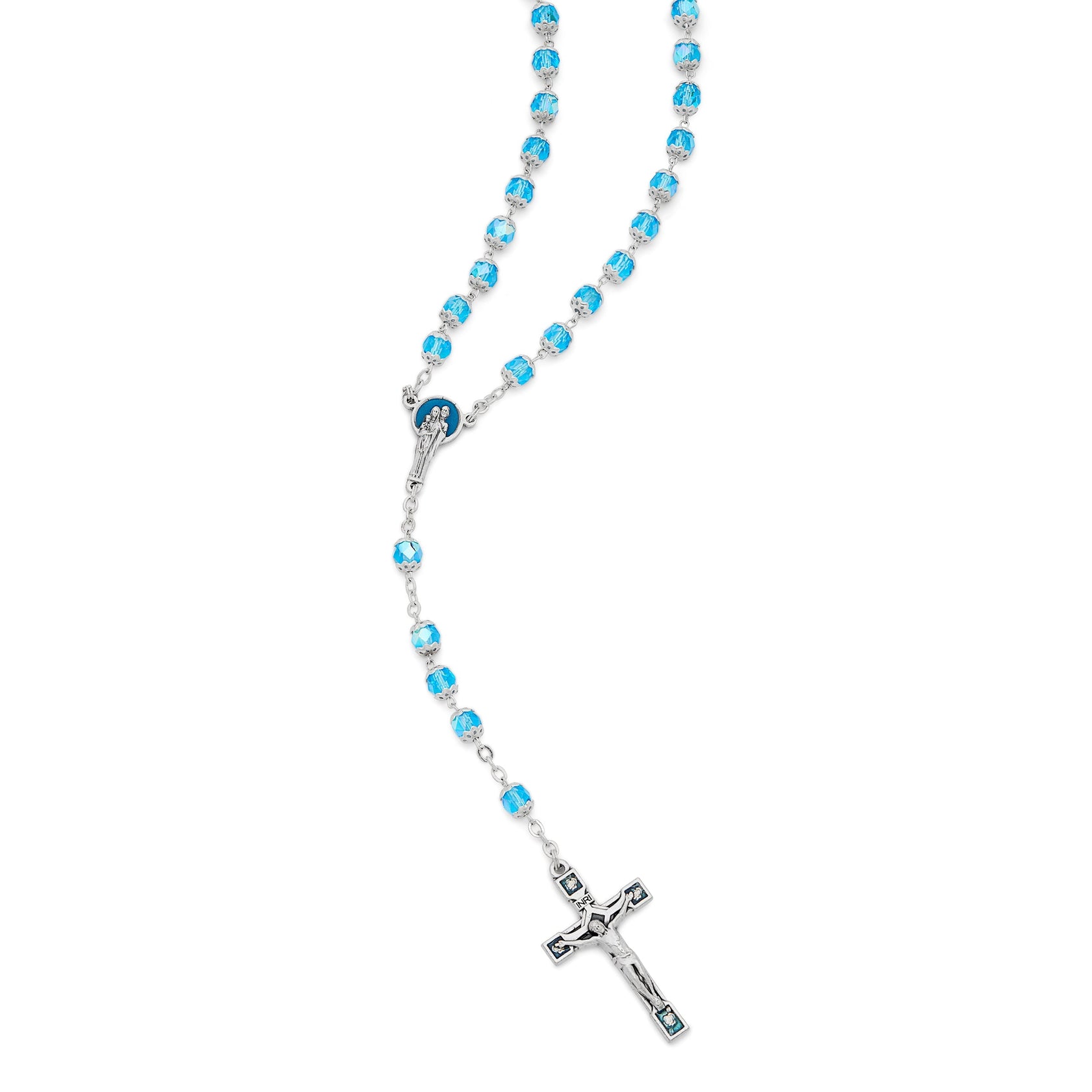 Holy Family Rosary in Faceted Crystal Beads | MONDO CATTOLICO