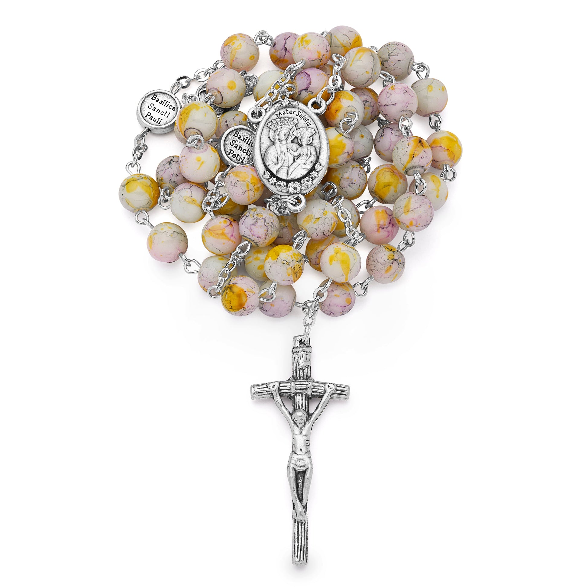 MONDO CATTOLICO ROMA Prayer Beads 57 cm (22.44 in) / 8 mm (0.31 in) John Paul II Rosary in Variegated Glass