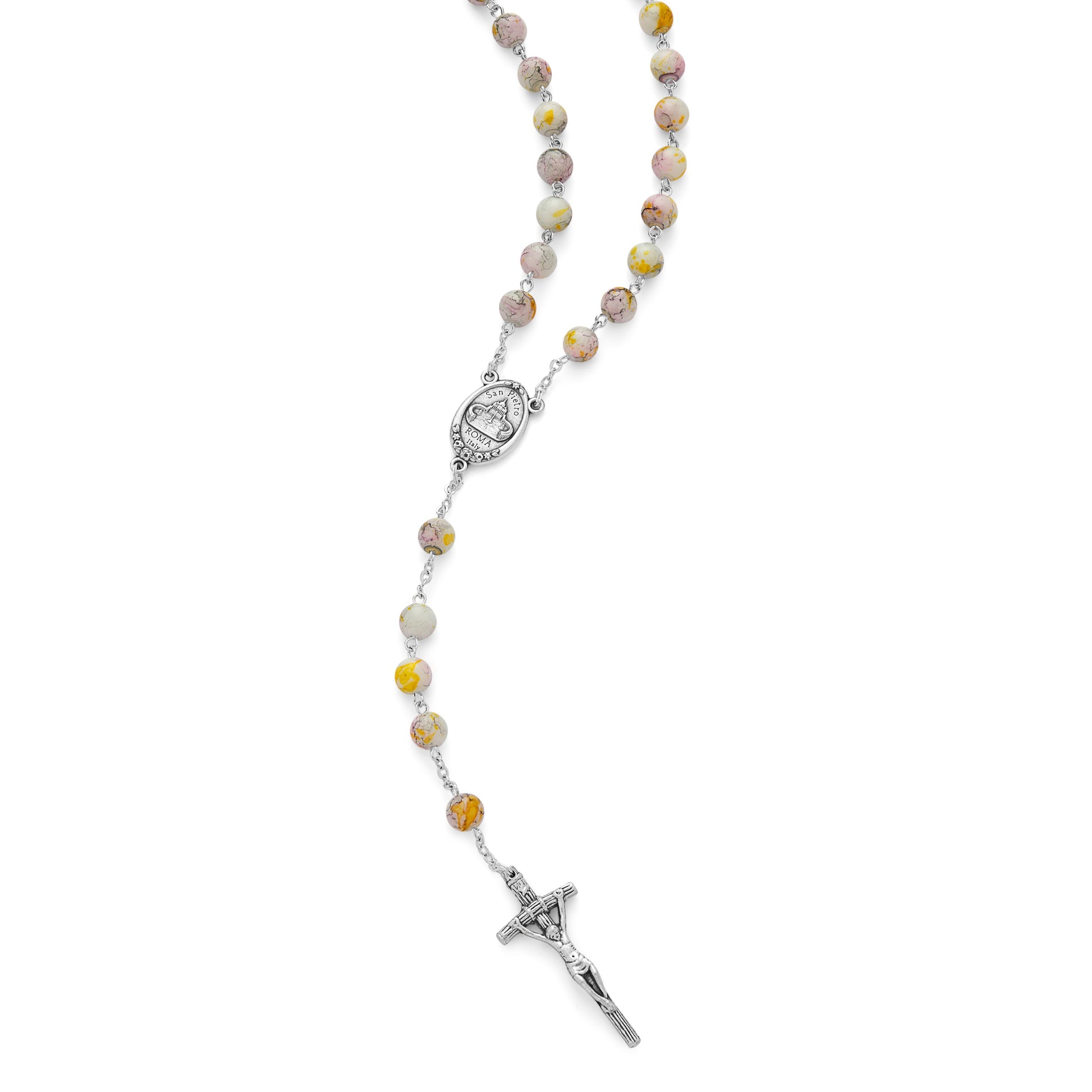 MONDO CATTOLICO ROMA Prayer Beads 57 cm (22.44 in) / 8 mm (0.31 in) John Paul II Rosary in Variegated Glass